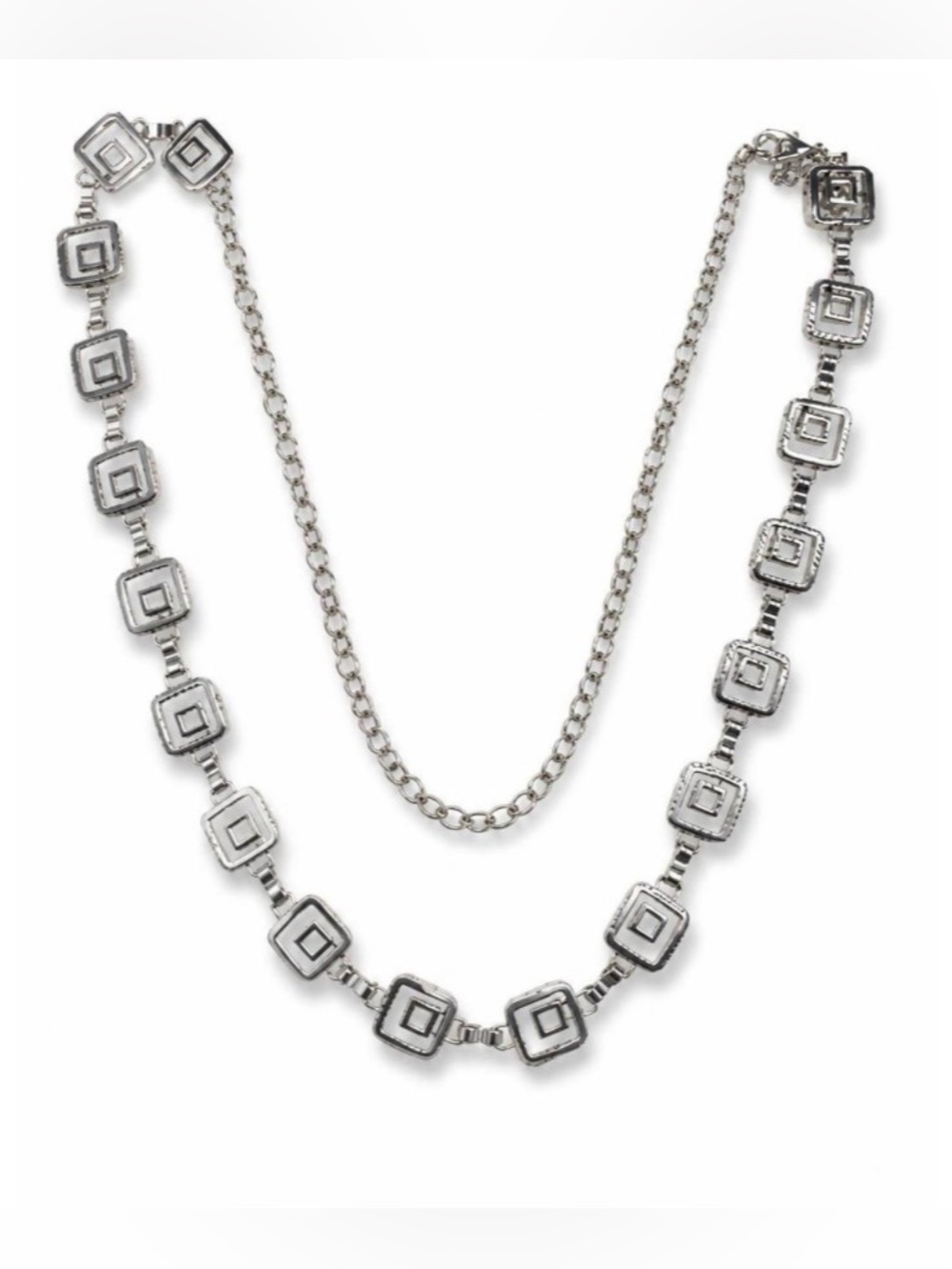 Silver Tone Geometric Link Belt